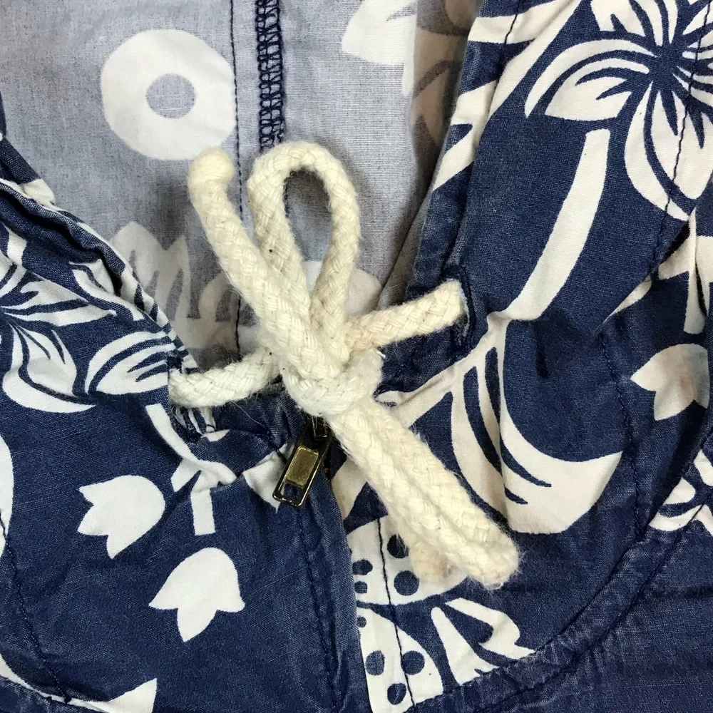 Quicksilver Roxy Women’s Vintage Full Zip Blue Hooded Lightweight Floral Jacket - Picture 2 of 9